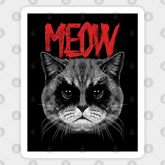 Black Metal Meow Cat Magnet by monolusi